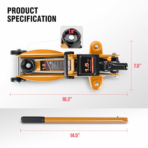 Floor Jack 3 Ton Capacity, Low Profile Heavy Duty Hydraulic Car Jack, Lifting Range 3"-20" O821