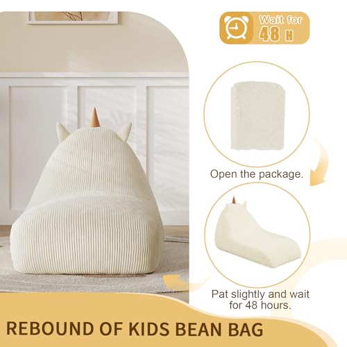 Unicorn Bean Bag Chair for Kids with Filler, Corduroy Floor Lounger, Pink W9694