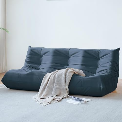 Bean Bag Chair for Adults, Suede & Microfiber Corner Lounge Sofa, 3-Seater, Beige F9802