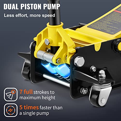 4 Ton Low Profile Steel Racing Floor Jack with Dual Pistons Quick Lift Pump X690