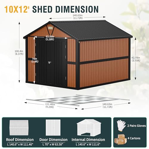 Metal Storage Shed 5x3 ft with Lockable Door for Garden and Backyard B82351