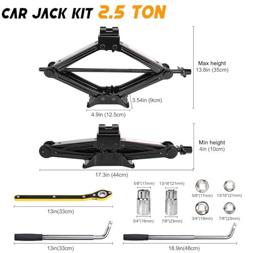 Car Jack Kit 2 Ton with Lug Wrench Tire Changing Tool for Car SUV E194