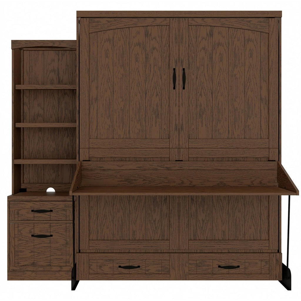 Queen Murphy Wall Bed with Desk and Shelf Storage N66383