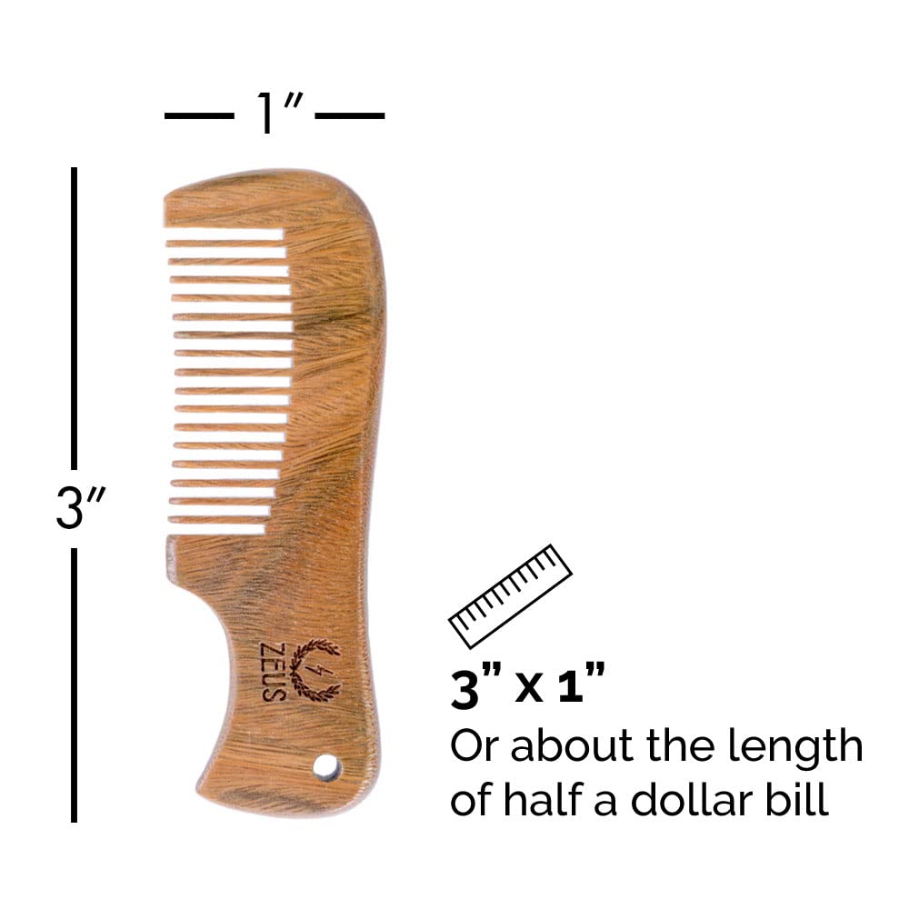 Sandalwood Mustache Comb, Handmade Pocket Size Wooden Grooming Comb Y1787