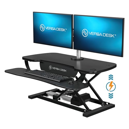 Electric Standing Desk Converter, Height Adjustable Sit to Stand Riser, Dual Monitor Workstation, Black Z74939