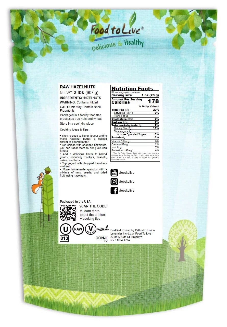 Raw Hazelnuts, 2 Pounds I7379