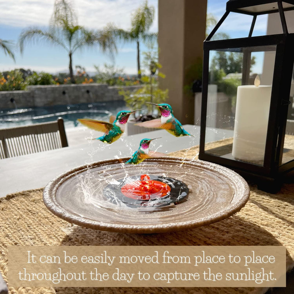 Solar Bubbler Fountain for Hummingbirds, Bird Bath, Red Dome for Garden V623