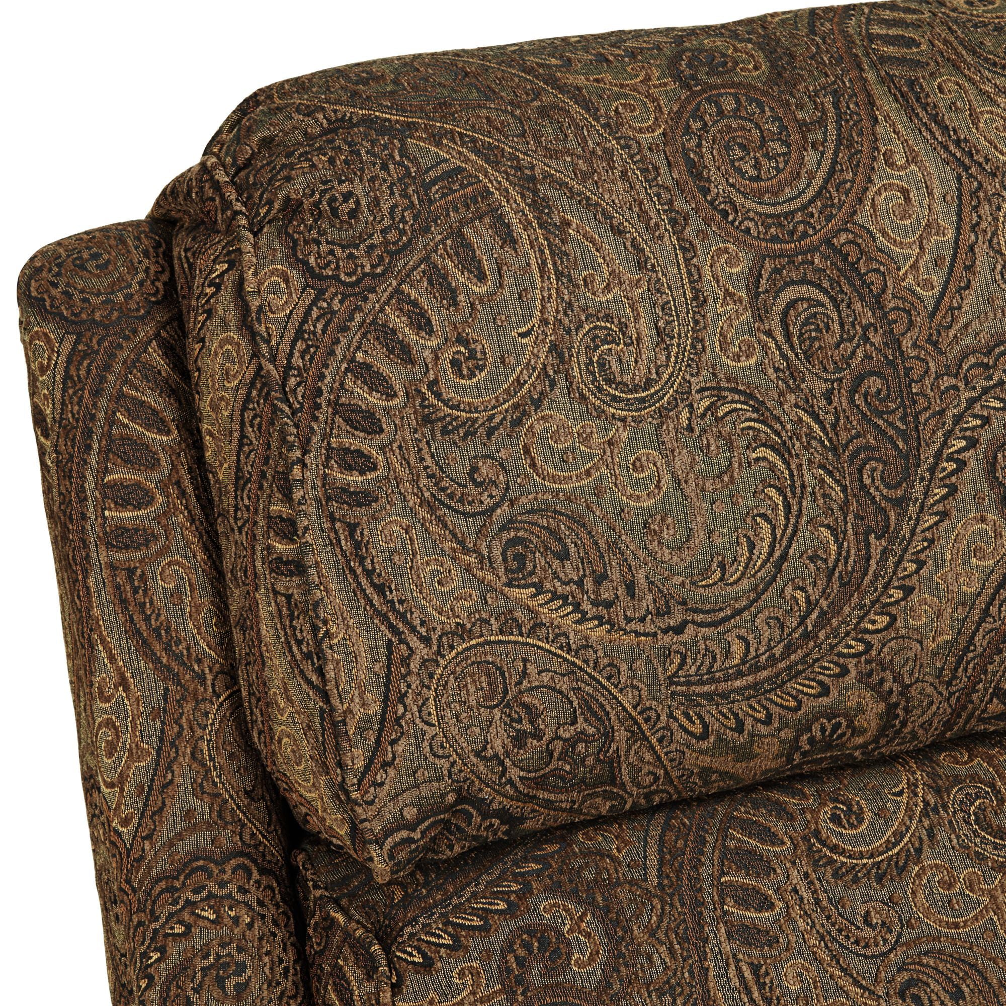 Warm Brown Paisley Patterned Fabric Recliner Chair with Push Manual Reclining Footrest A728877