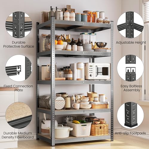 5-Tier Adjustable Metal Shelving Unit for Garage, Pantry, and Warehouse M7734