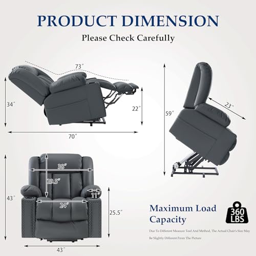 Power Lift Recliner Chair for Elderly with Heat and Massage, Adjustable Positions, Dark Brown P618617