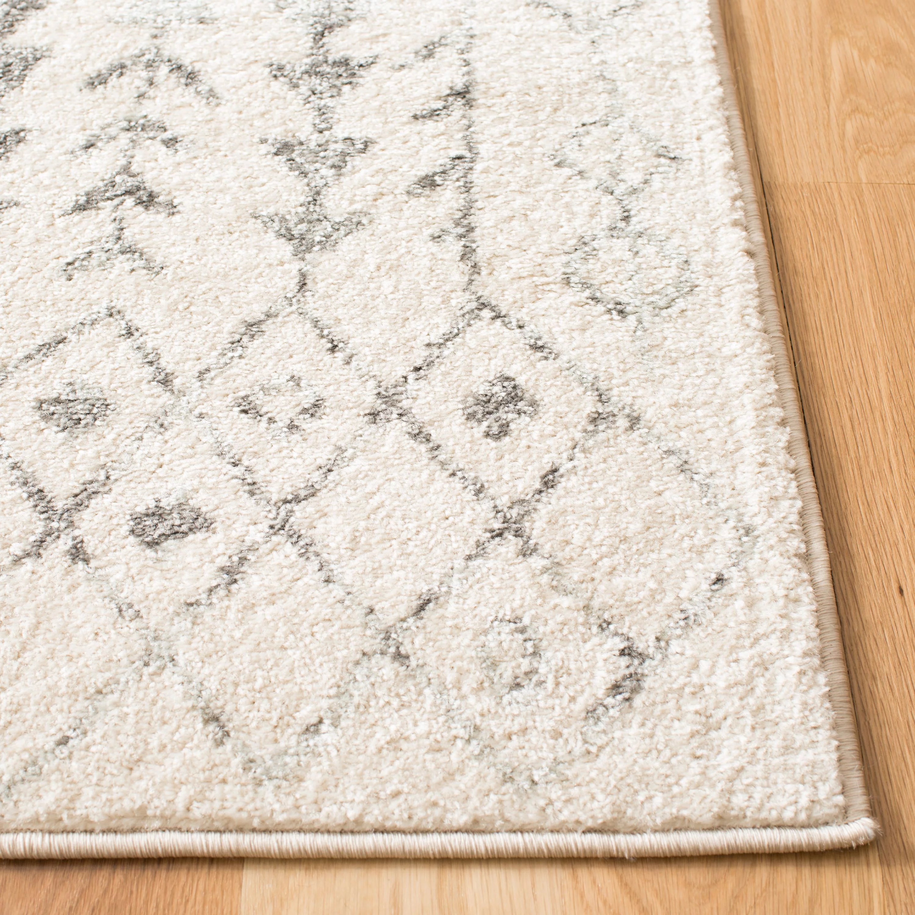 Moroccan Geometric Area Rug, Ivory/Grey, 8' x 10' R841
