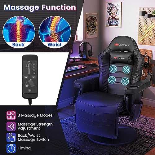 Massage Gaming Chair with Adjustable Backrest and Footrest G669073