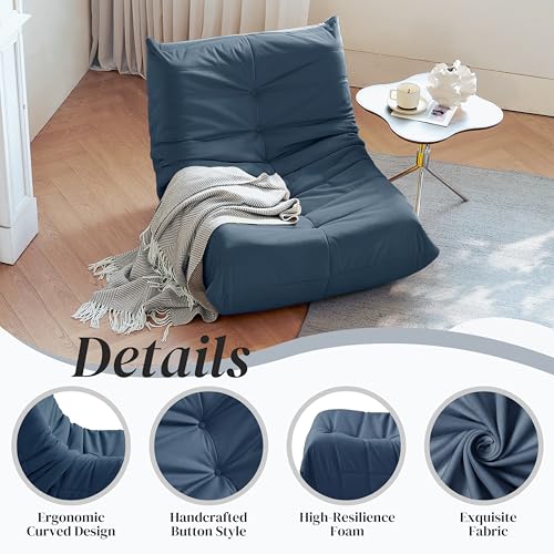 Bean Bag Chair for Adults, Suede & Microfiber Corner Lounge Sofa, 3-Seater, Beige F9802