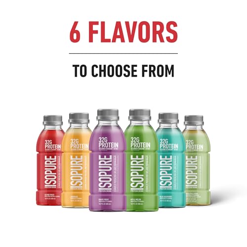 Zero Carb 32g Clear Protein Ready-to-Drink, Whey Protein Isolate, Blue Raspberry, 12 Pack F664096