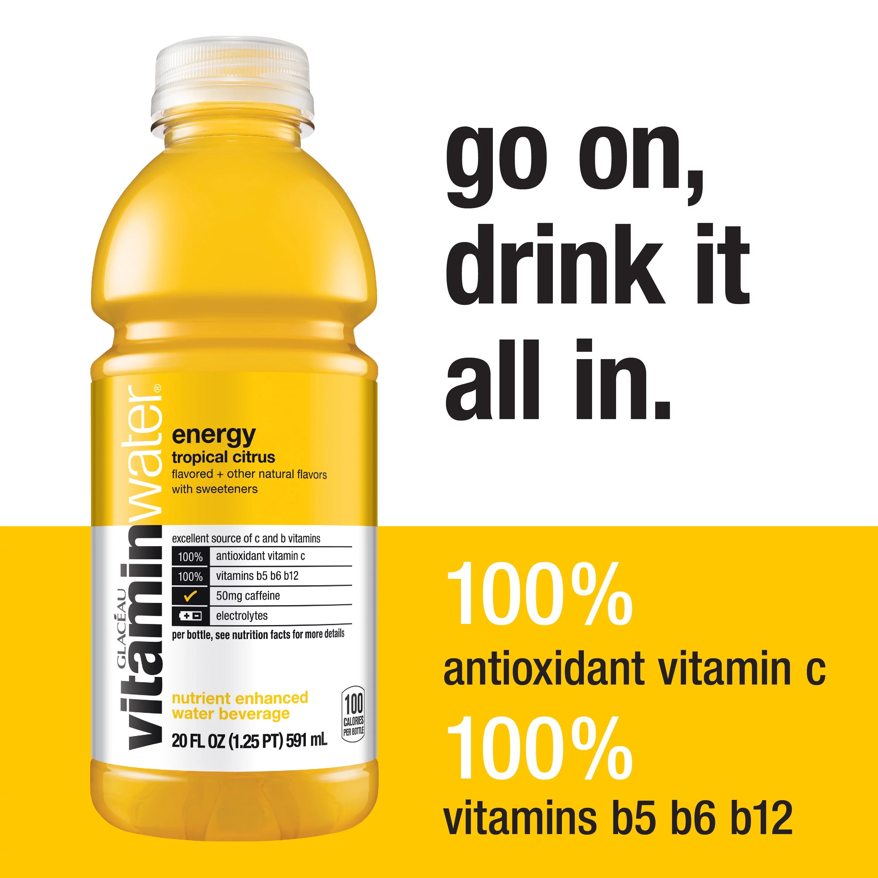 Tropical Citrus Vitaminwater, 20 Fl Oz, 12 Count E329