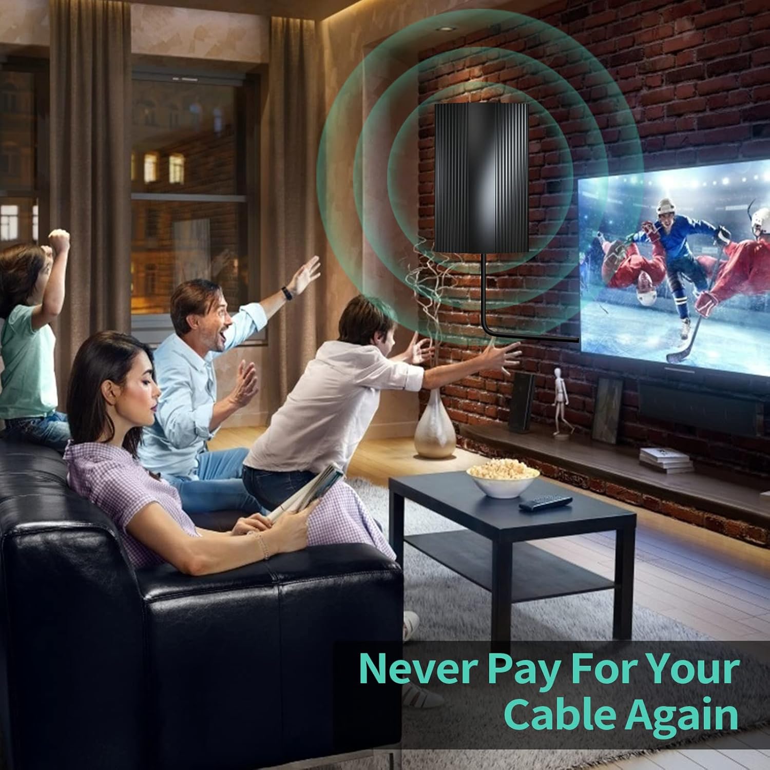 TV Antenna 550+ Miles, Indoor Outdoor Digital Antenna for HDTVs, 4K 1080P HD with Amplifier Signal Booster & 33FT Coaxial Cable V4591
