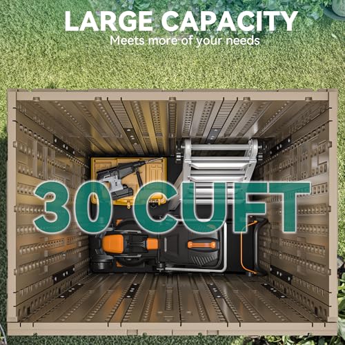 Outdoor Storage Cabinet with 2 Shelves, Waterproof Resin Tool Shed, Lockable, Dark Gray M33386