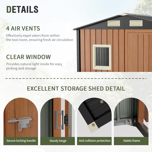 Metal Storage Shed 5x3 ft with Lockable Door for Garden and Backyard B82351