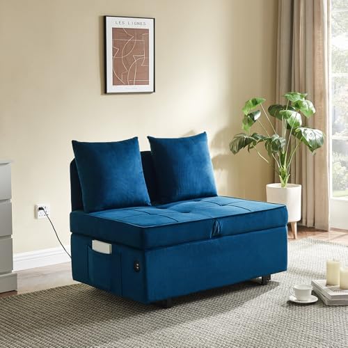 Sofa Bed Convertible Pull Out Couch with 2 Throw Pillows, Dark Grey Z539533