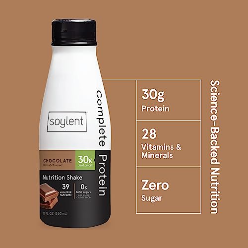 Complete Protein Shake, Chocolate, 30g Protein, Vegan, Dairy Free, 11oz (12 Pack) Q8795