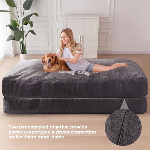 Giant Bean Bag Chair Bed for Adults, Convertible Floor Sofa Mattress R473823