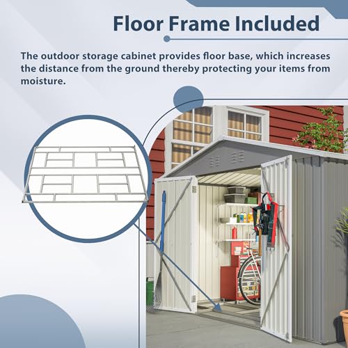 Outdoor Storage Shed, Heavy-Duty All-Weather Tool Shed with Lockable Doors C3585
