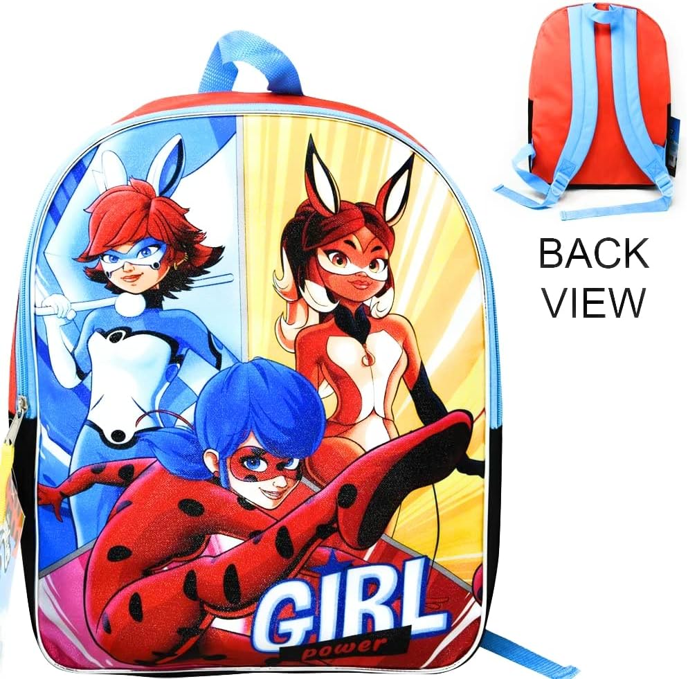 Girls Backpack with Cartoon Print, 2 Layer Yellow Blue G9977