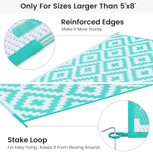 Waterproof Outdoor Rug 5x8 ft, Reversible Plastic Straw Patio Mat Z2613