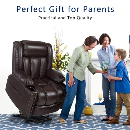 Power Lift Recliner Chair for Elderly with Heat and Massage, Adjustable Positions, Dark Brown P618617