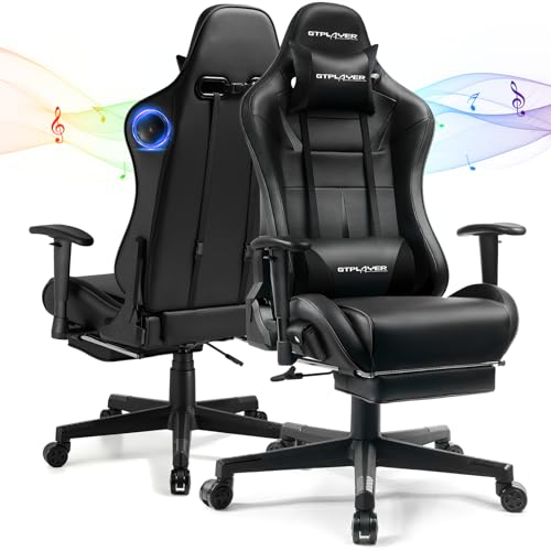 Gaming Chair with Speakers, Recliner with Footrest, Height Adjustable I3670