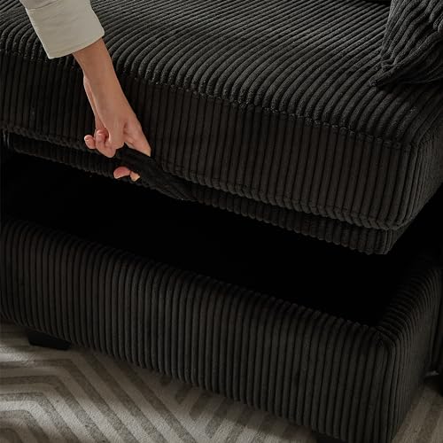 U-Shaped Oversized Modular Sectional Sofa with Corduroy Upholstery and 2 Pillows I415