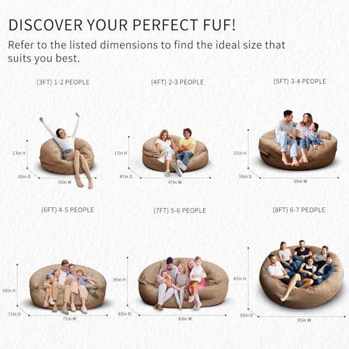 Bean Bag Chair for Adults 3FT, Soft Removable Cover, Light Gray X3039