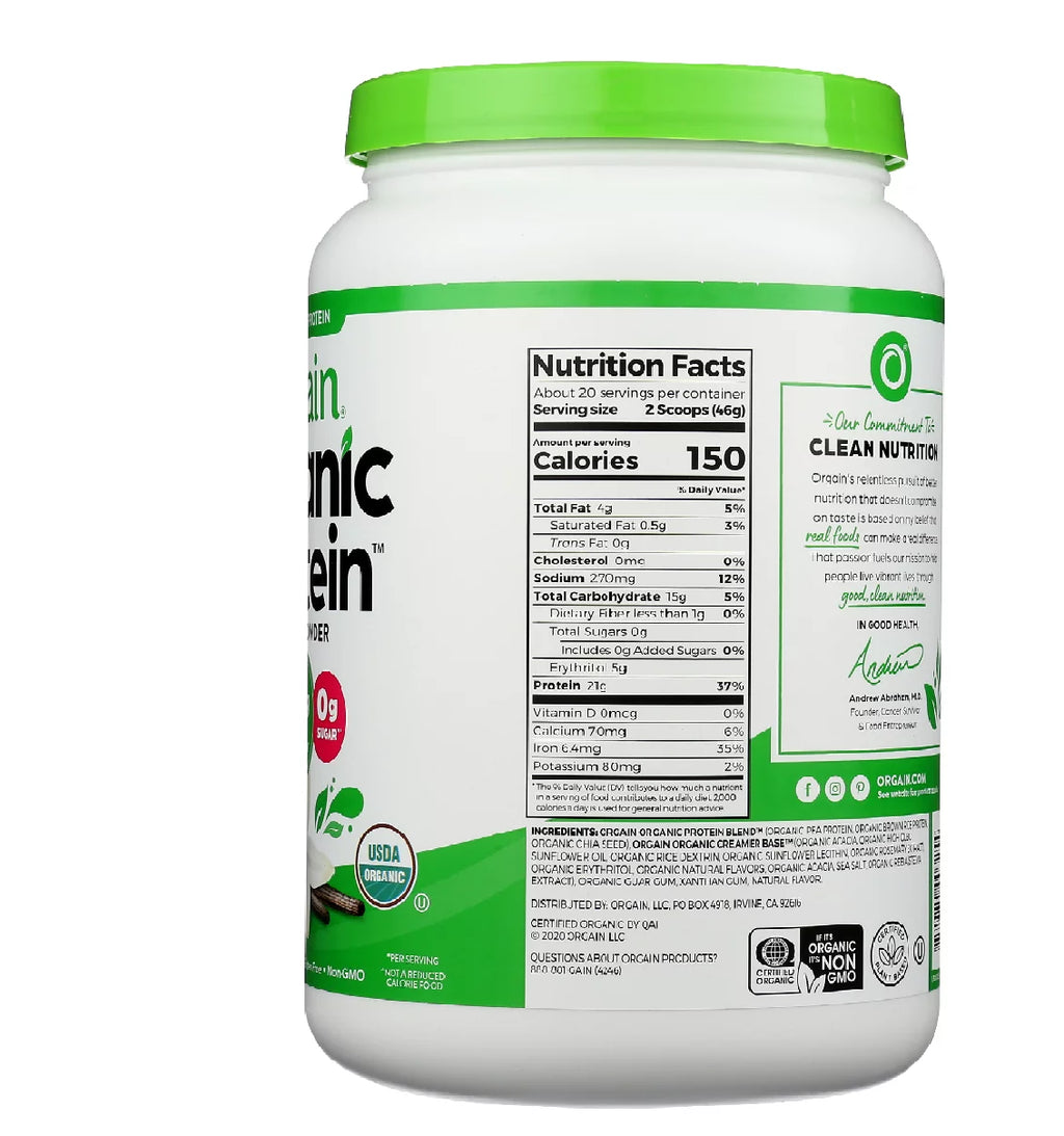 Organic Vanilla Bean Protein Powder, 2.05 lb D2925