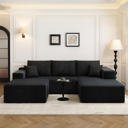 Modular Sectional Sofa with Ottoman, U-Shaped Deep Seat Couch for Living Room O870