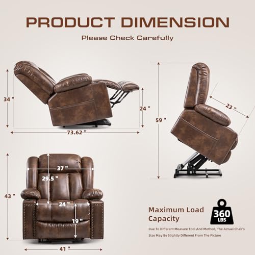 Power Lift Recliner Chair for Elderly with Heat and Massage, Adjustable Positions, Dark Brown P618617