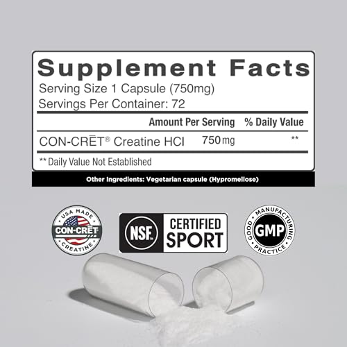 Creatine HCl Capsules for Muscle and Cognitive Support, 90 Count C8090