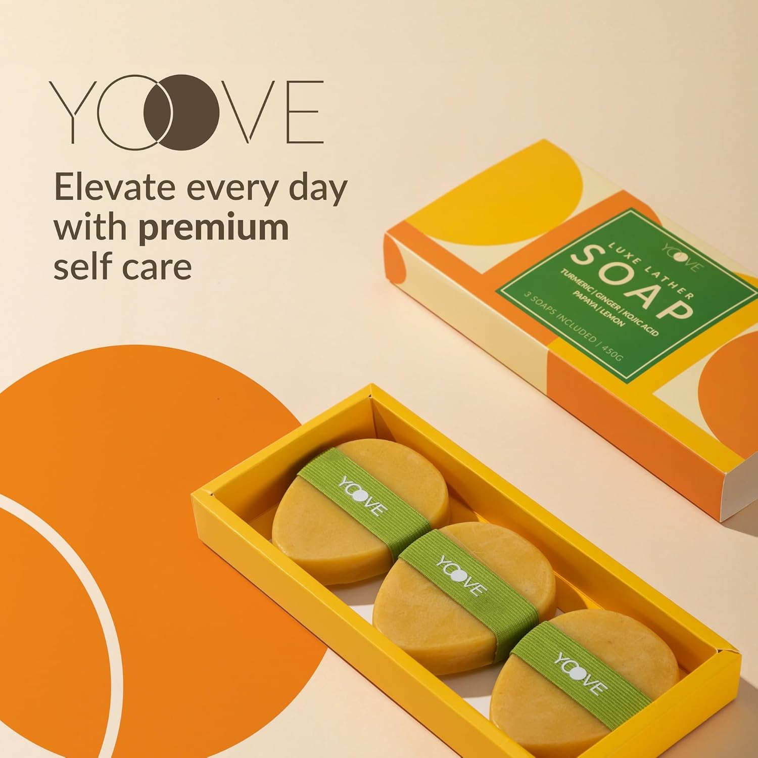 Turmeric and Kojic Acid Soap with Exfoliating Scrubber, 3-Pack V815