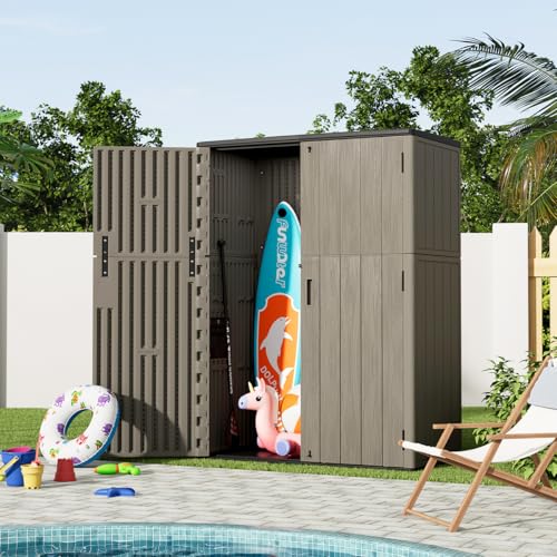 Outdoor Vertical Storage Shed, 57 Cu.ft, Waterproof, Lockable, Brown G868262