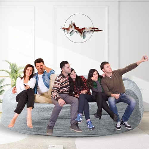 Bean Bag Chair for Adults 3FT, Soft Removable Cover, Light Gray X3039