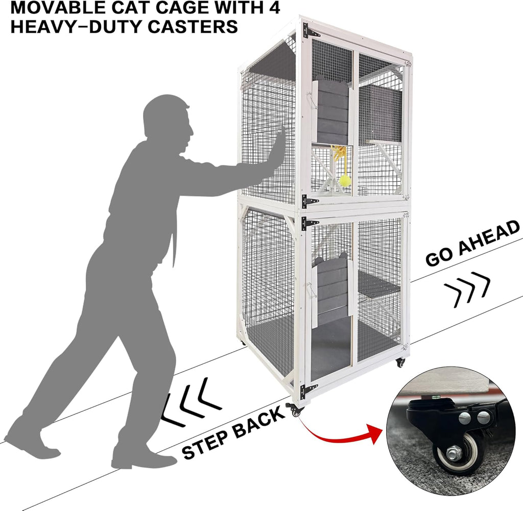 Outdoor Cat Enclosure with Wheels, Waterproof Roof G4859