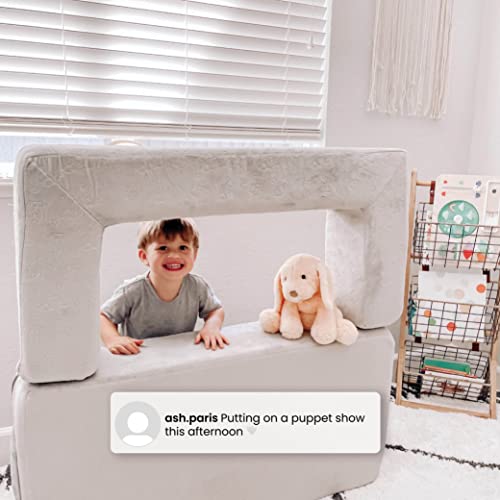 Convertible Sofa & Play Set for Kids and Toddlers with 2 Ottomans, Grey J8536