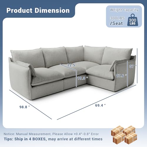 Modular Sectional Sofa, Waterproof Down Filled, Dark Gray C7587