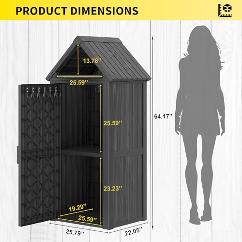 Outdoor Resin Storage Shed with Removable Shelves and Lock X97920