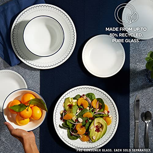 Salad Appetizer Plate Set, 6-3/4-Inch Triple Layer Glass Plates, Winter Frost White E8653