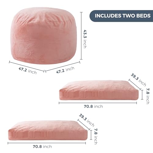 Giant Bean Bag Chair Bed for Adults, Convertible Floor Sofa Mattress R473823