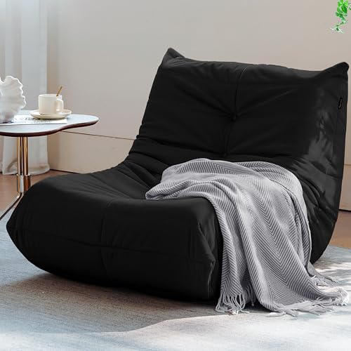 Bean Bag Chair for Adults, Suede & Microfiber Corner Lounge Sofa, 3-Seater, Beige F9802