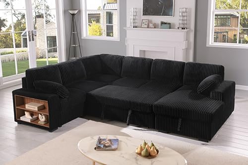 Oversized U Shaped Sleeper Sectional Sofa with Storage Chaise U17322