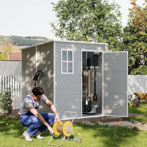 Outdoor Storage Shed 6 x 6 FT Resin Garden Shed with Lockable Door U891