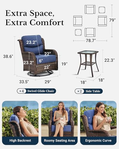 Outdoor Wicker Conversation Set with Cushions, 7 Pieces P4930