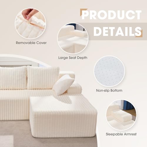 Modular L-Shape Sectional Sofa with Oversized Chaise A47792